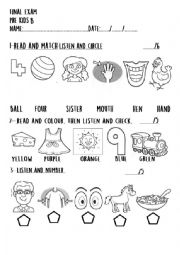 English Worksheet: revision numbers, colours, animals, body