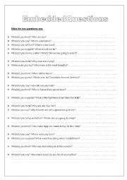 English Worksheet: Embedded questions worksheet
