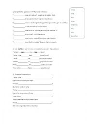 English Worksheet: Wh-questions