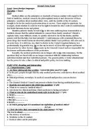 English Worksheet: English test for Bac classes