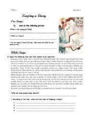 English Worksheet: Keeping a Diary