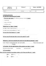 English Worksheet: 7th form mid semester test