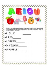 English Worksheet: the vowels