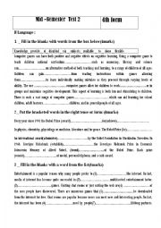 English Worksheet: MID SEMESTER 2 TEST 4TH FORM