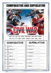 English Worksheet: Comparative and Superlative - Captain America