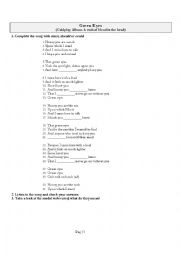 English Worksheet: Green Eyes song