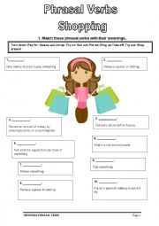 English Worksheet: SHOPPING PHRASAL VERBS