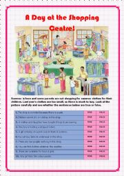 English Worksheet: A Day at the Shopping Centre!