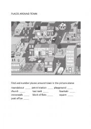 English Worksheet: Places around town