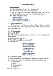 English Worksheet: Lesson Plan Clothes Grade 2