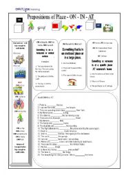 English Worksheet: Prepositions of Place