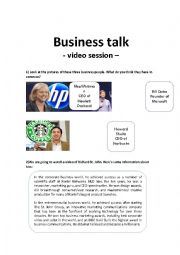 English Worksheet: Bussiness talk - video session