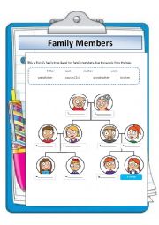 English Worksheet: Family members