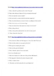 English Worksheet: Shakespeare Life, Macbeth, Hamlet Discussion Class