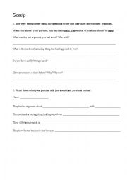 English Worksheet: Gossip (Practicing Passive Forms of Distancing Facts)