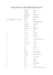 English Worksheet: Adjectives to describe personality