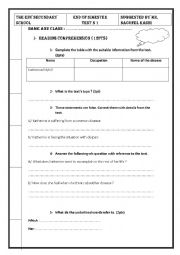 third year secondary school test. Tunisia 