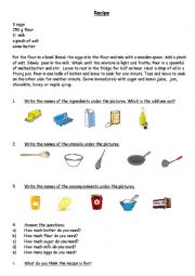 English Worksheet: Pancake day recipe