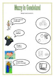 English Worksheet: Muzzy in Gondoland - Link words and pictures