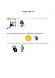 English Worksheet: Energy Sources Study Guide
