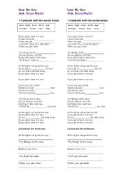 English Worksheet: Hear me now-Alok