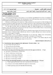 English Worksheet: Second term exam 