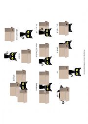 English Worksheet: Place prepositions with Blacky the cat