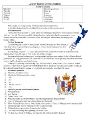 English Worksheet: Brief history of New Zealand