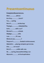 English Worksheet: Present continuous