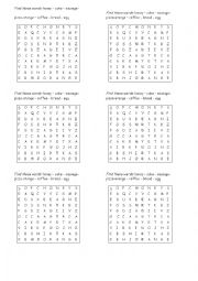 English Worksheet: food wordsquare