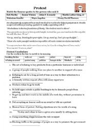 English Worksheet: Protest