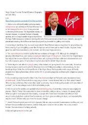 English Worksheet: Virgin Group Founder, Richard Branson