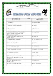 English Worksheet: Famous film quotes - cinema