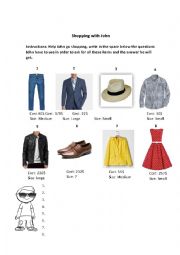 English Worksheet: Shopping with John