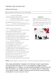 Song lyrics grammar and vocab worksheet  