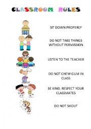 English Worksheet: Classroom Rules