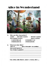 English Worksheet: Alice in Wonderland Present Continuous