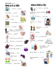 English Worksheet: Is-Are-Have-Has