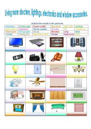English Worksheet: The living room part 2 ; Structure, lightning fixtures, electronics and window accessories
