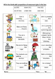 English Worksheet: Preposition of movement