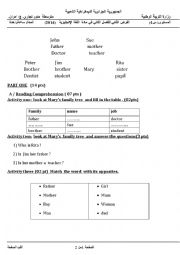 English Worksheet:  Marys family tree 