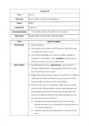 English Worksheet: Apartheid Lesson Plan