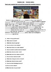 English Worksheet: Reading Time- Present Simple