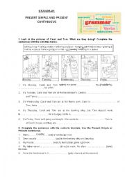 English Worksheet: Grammar: Present Simple and Present Continuous