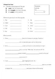 English Worksheet: Past Tense Worksheet