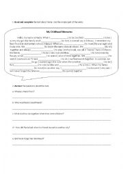 English Worksheet: My Childhood Memories