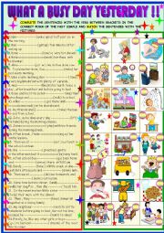 English Worksheet: My day yesterday, past simple