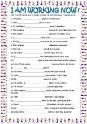 English Worksheet: Present continuous, basic practice