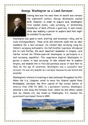 English Worksheet: George Washington as Land Surveyor