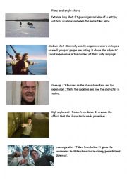 English Worksheet: Plans and angle shots in cinema